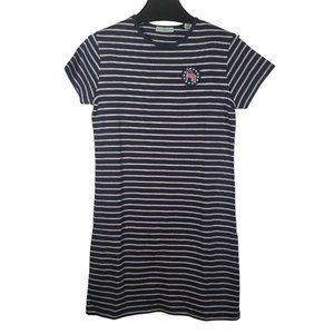 Striped S/S T-Shirt Dress Petite Navy Blue American Flag Patriotic Nautical